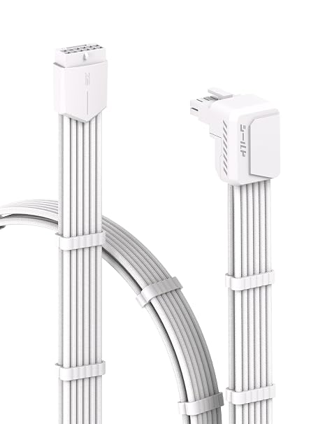 EZDIY-FAB Shield PCIe 5.1 12V-2x6 90° GPU Extension Cable, White, STD
