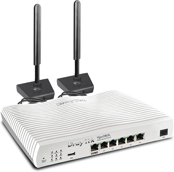 DrayTek Vigor 2865L-5G Wired Ethernet/VDSL Router With 5G/LTE Modem, VPN, 5+1 GbE LAN Ports, Load Balancing, QOS, Ideal For Business
