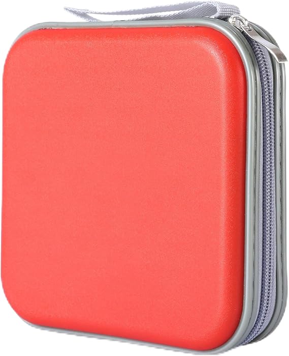 CD Case, Sturdy CD Holder for 30 Capacity DVD Collection, DVD Storage for Movies, Musics and Beautiful Memory Discs, CD Organizer for Space Saver (Red)