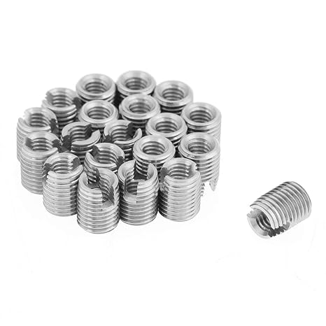 セルフタッピングねじ込みインサートM4 x 8mm セルフタッピングスロット付きねじ金属ねじインサートナット ステンレススチールねじインサートナット ヘリカル修理用ねじ山補強修理ツール 20個