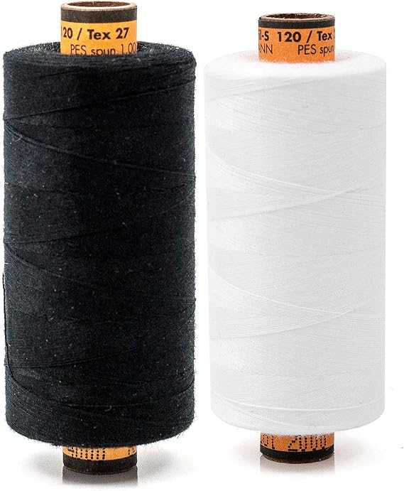Amann Sewing Thread Nm 120-2 x 1000 m Duo Pack - Tear-Resistant Universal & Overlock Thread Made of Polyester - Sewing Machine Yarn in White