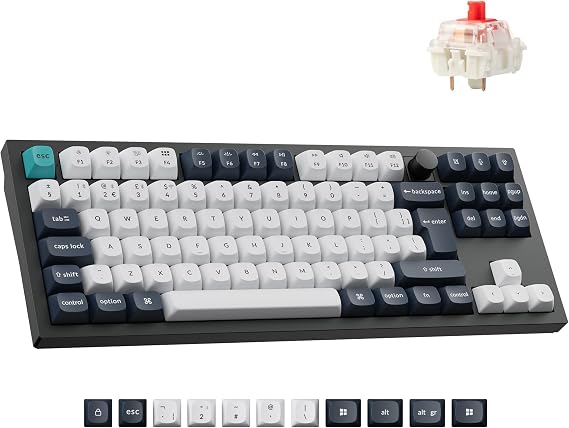 Keychron Q3 Max Wireless Mechanical Keyboard TKL Layout - Hot-Swappable Gateron Red Linear Switch, 2.4G/Bluetooth, Full Aluminum with RGB Programmable Knob for Mac Windows Linux(UK Layout)- Black