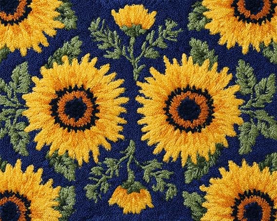 Latch Hook Rug Kits Sunflower Colorful Printed Crochet Yarn DIY Hooking Latch Kit Carpet Rug Cover Mat for Cushion Floor Decor 39X55In