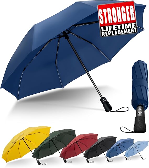 Paraguas Plegable Antiviento Hombres - Paraguas Resistente al Viento, Paraguas Automático Portátil Compacto de Viaje, Revestimiento de Tela 210T