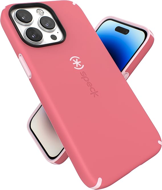 Speck iPhone 14 Pro Max Case - Drop Protection Anti-Scratch Soft Touch Coating MagSafe Case - 6.7" iPhone 14 Dual Layer - Sweet Coral/Light Coral Candy Shell Pro