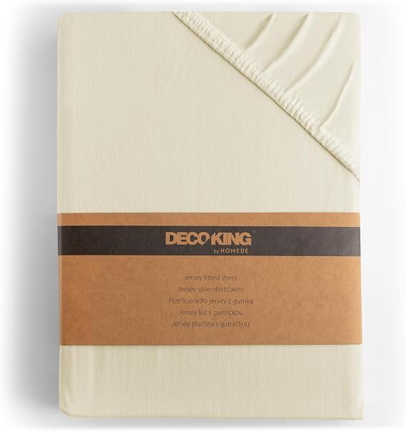 DecoKing Fitted Sheet Small Double 100% Combed Cotton Soft Jersey Bed Sheet 100x200-120x200 cm Beige Amber