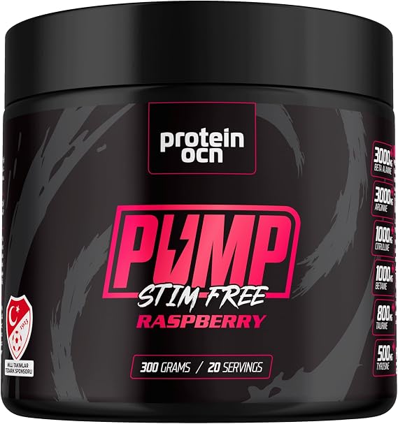 Proteinocean Supreme Pump Ahududu Aromalı Stim Free Pre-Workout Takviye Edici Gıda 300 g 20 Servis