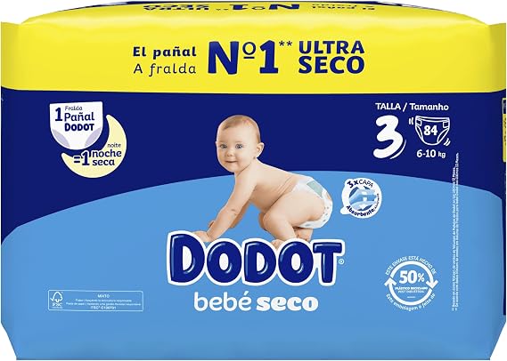 Dodot Baby-Dry Diapers, Size 3 (6-10 kg), 84 Nappies, One Night Up To 100% Leak Free
