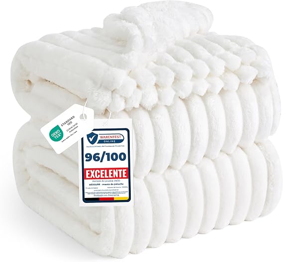 Bedsure Blanket Sofa Plaid Bed - Blankets for Sofa, Gift, 220×240cm, White