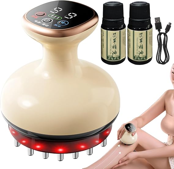 Cellulite Massage Device - Electric Scraping Massager - 9-Level Adjustable Heated Electric Intelligent Muscle Care Tool for Full Body Belly Abdomen Buttocks Thighs Neck