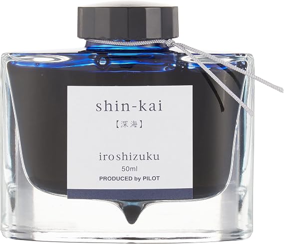 PILOT Iroshizuku Bottled Fountain Pen Ink, Shin-Kai, Deep Sea, Blue Black (69225)