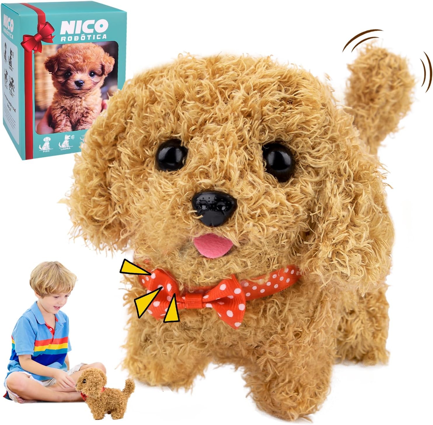 Robot Dog, My Realistic Robot Puppy, Interactive Plush Dog Toy, Walking, Barking, Tail Wagging, Birthday Gifts for Kids Boys Girls