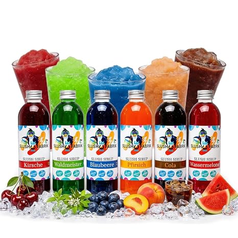 Syrup Party Set 6 x 250 ml for Slush Drinks Made without AZO and Glycerine Make Slushy Yourself Slush Machine Aroma Concentrate 1:5 Perfect for Ninja Slushy Machine
