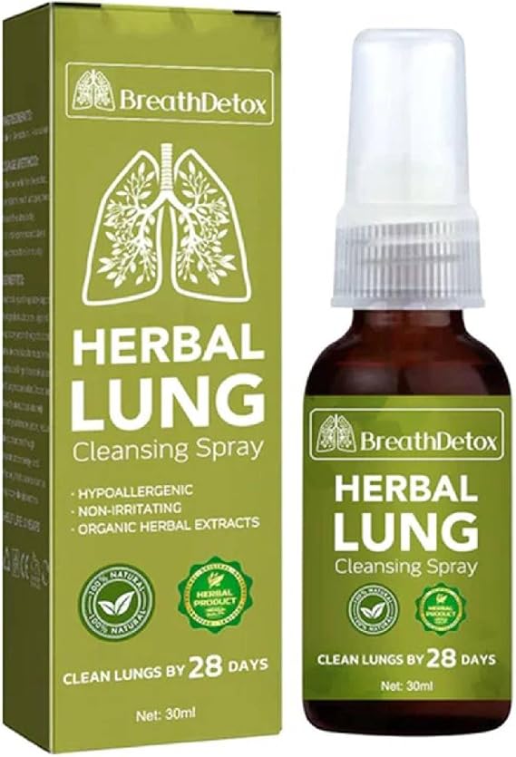 1pcs- Herbal Lung Cleansing Spray, Powerful Lung Breath Spray - Natural Essence, Breath Detox Mist for Respiratory Support, Clears Lungs Of Mucus & Waste, 30ml Portable Travel Friendly Each
