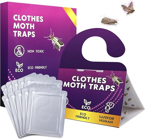 Clothes Moth Traps 10 Pack, Pheromone Sticky for Wardrobes & Carpets