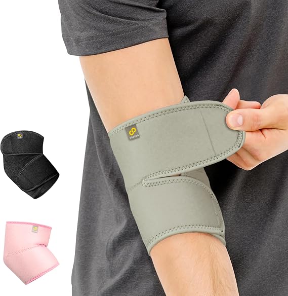 BRACOO Elbow Support Brace, Men Women, Adjustable Neoprene Support Sleeve for Tennis, Golf, Pickleball, Weightlifting, ES10