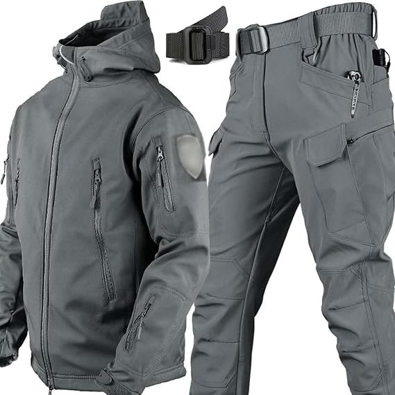 Men's Soft-Shell Jacket Military Uniform Suit Military Soft Shell Suits Men's Tactical Jacket and Pant Waterproof Army Combat Suit Sets Waterproof Camo Uniforme Militar