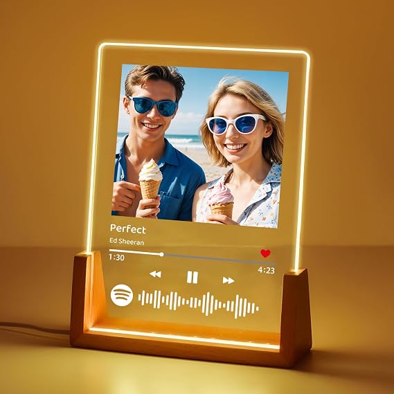 BEXOA Personalised Spotify Plaque - Custom Music Plaque Acrylic with Photo Personalised Photo Gifts for Her Valentine's Day Christmas Anniversary Birthday (Spotify)