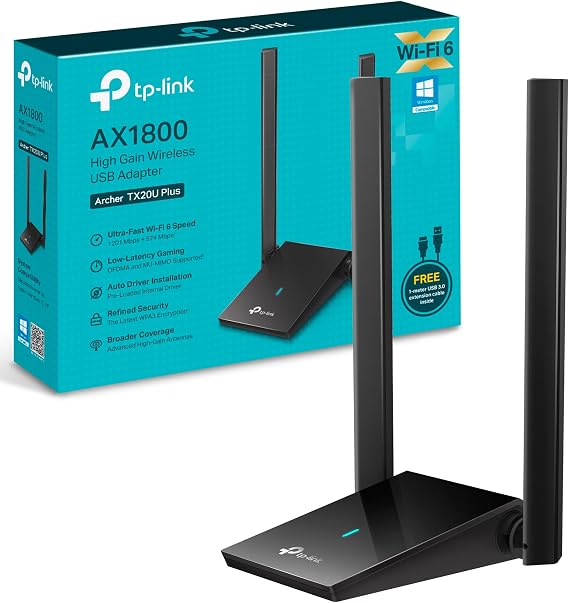 TP-Link Archer TX20U Plus WiFi 6 USB Adapter, AX1800 Dual Band