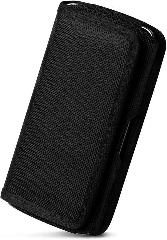 moex Mesh Case for iPod Touch (5th Generation) Belt Pouch with Horizontal Velcro Fastening, Mobile Phone Holster with Belt Clip, Robust Nylon, Horizontal Mobile Phone Case with Belt Holder, Black