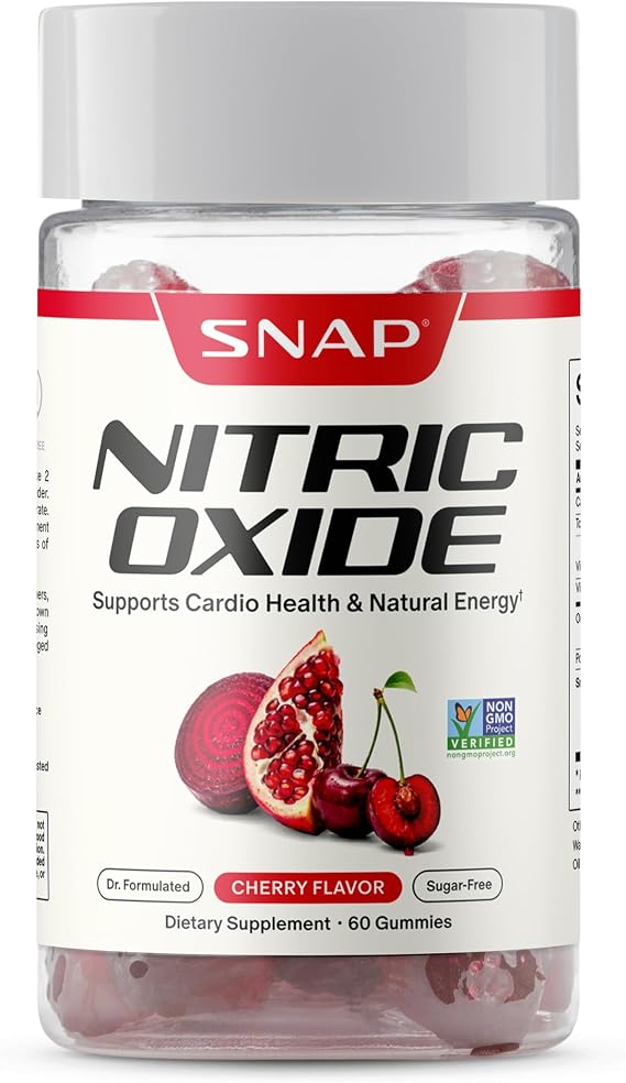 Snap Supplements Nitric Oxide Beetroot Gummies, Cherry, 60 Sugar Free Chews