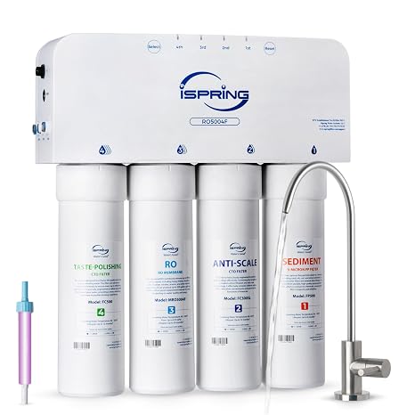 iSpring RO5004F Reverse Osmosis Water Filter with UV, 500 GPD RO System