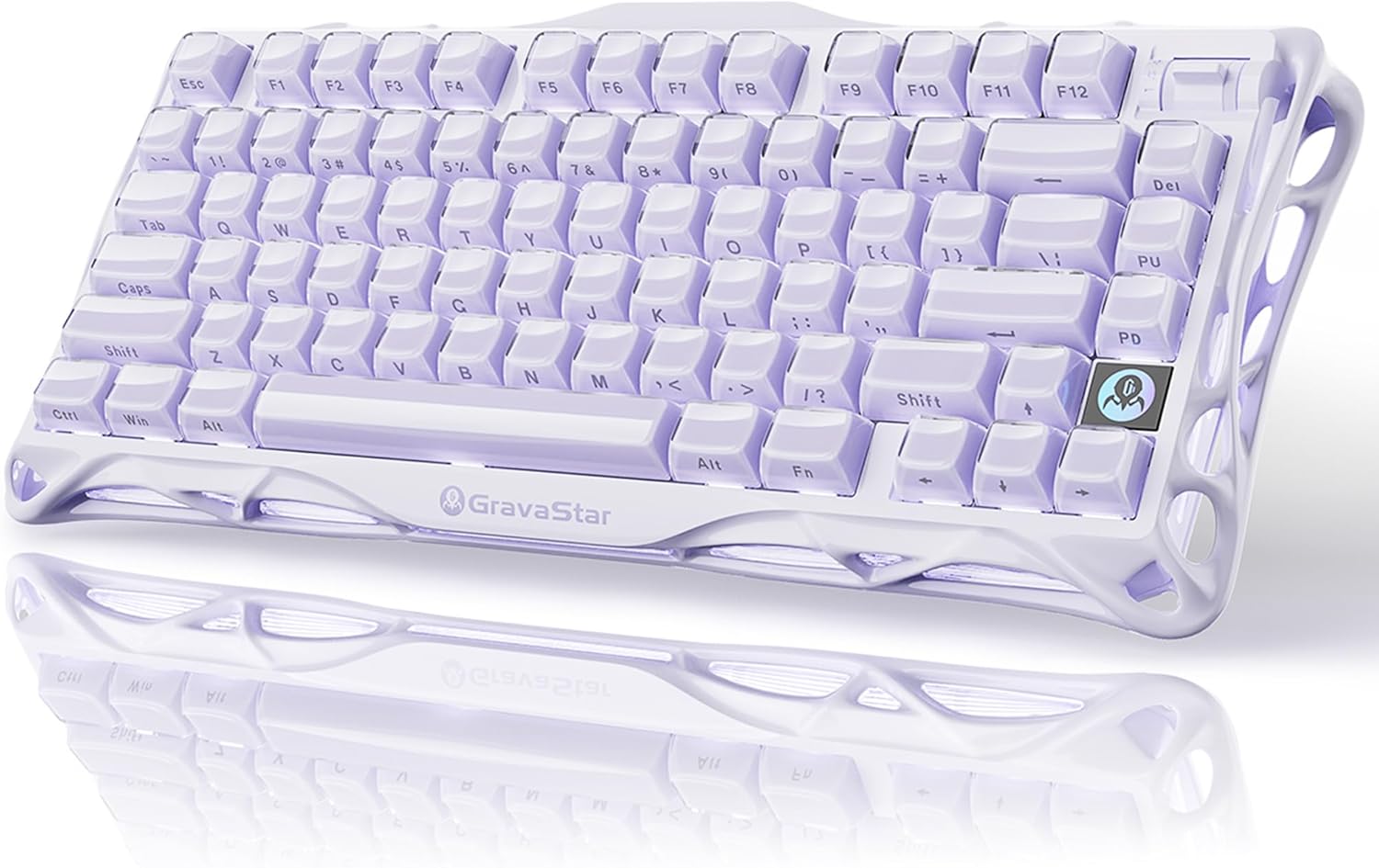 GravaStar Mercury V75 HE Klavye - Manyetik Anahtarlı Oyun Klavyesi, 8000 Hz Yoklama, 0.005RT, Kablolu USB-C, RGB Arkadan Aydınlatmalı, Ayarlanabilir Çalıştırma, Yarı Alüminyum Kasa - Lavanta Moru