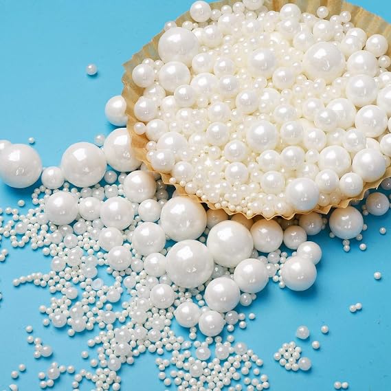 Wedding Party - 130g/4.6oz Edible Pearl Sugar Sprinkles Mix, White Pearl Sugar, Baking Cake Decoration, Cupcake Decoration, Cookie Decoration, Ice Cream Celebration, Shaker Cup, (White)