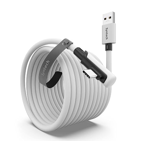 Syntech Bağlantı Kablosu 20 FT Quest2/Quest Pro/Pico 4 Aksesuarları ve PC/Steam VR, Yüksek Hızlı PC Veri Transferi, VR Kulaklık ve Oyun Bilgisayarı için USB C Kablosu