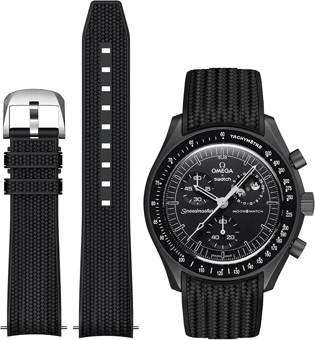 Strap for Moonswatch Watch, Silicone Establishment Pattern for Omega X Swatch, Curved Strap for Men & Women, 20mm