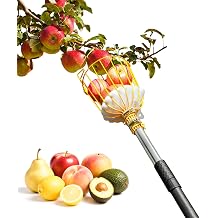 Fruit Picker 4.1M, Apple Picker Tool with Adjustable Pole and Basket, Long Reach Mango Grabber Tool, Tree Fruit Catcher for Picking Lemon Pear Orange Avocado Peach Citrus