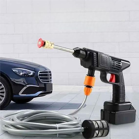 Kablosuz Yüksek Basınçlı 200W 10000mAH Şarjlı Su Tabancası Taşınabilir Araba Yıkama Makinası 90 Bar Kömürsüz Şarjlı Oto Yıkama Makinesi