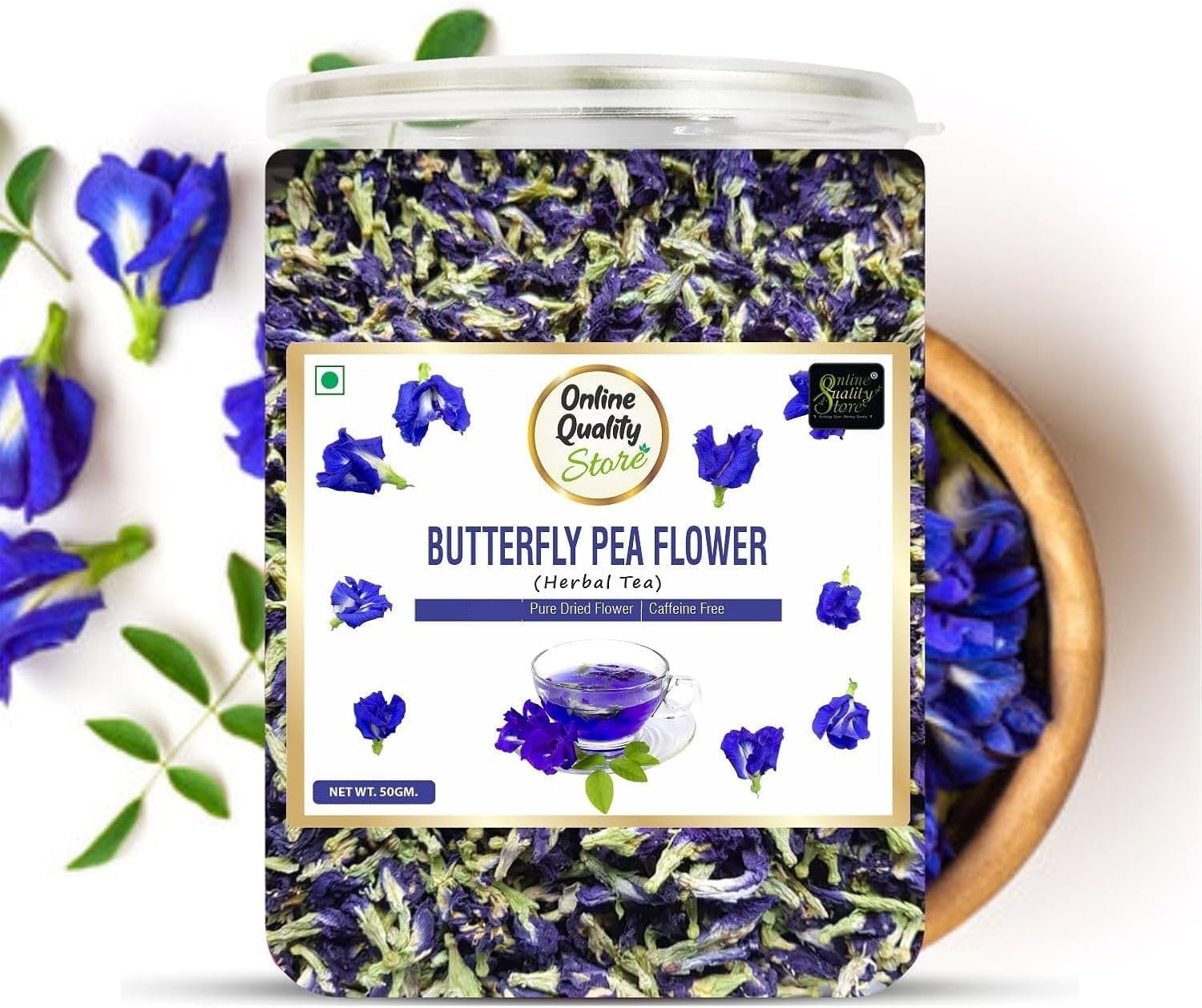 Online Quality Store Butterfly Pea Flower Tea - 50g Blue Pea Relieves Stress Hot or Iced Caffeine Free Herbal