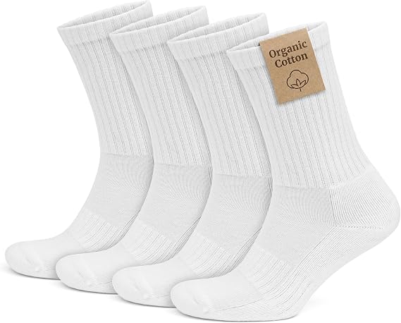 GoWith 4’lü ORGANİK PAMUK Taban Altı Havlulu Erkek Kadın Spor Çorap, Siyah Beyaz Gri Ekru Soket Boy Tenis Çorabı, Ribana Örgü Dikişşiz Retro Çorap 3504