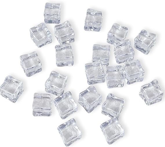 Reusable Ice Cubes Clear Plastic Fake Ice Cubes 12 Pcs for Vase Fillers Table Decorations Photography Props and Party Display