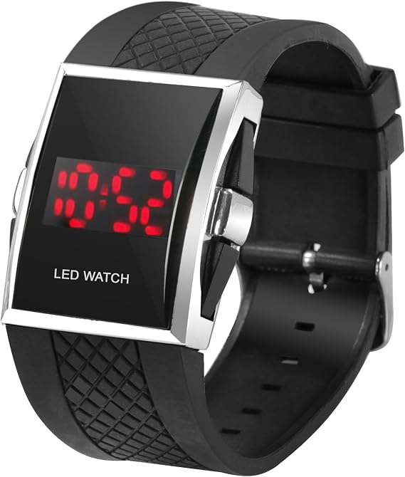 DIGIFLEX Digital Wristwatch, Black - Silicone Strap, 12 & 24-Hour Format