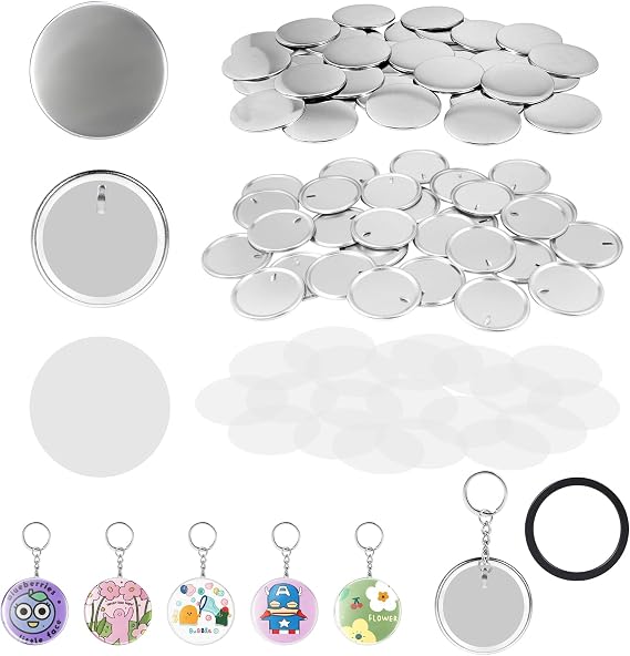 DBREAKS 100Pcs Round Blank Buttons 58mm, Badge Pin Button