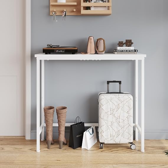 Narrow Console Table, 75cm Hallway Table, White