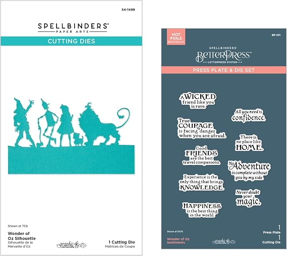 Spellbinders ワンダーオブオズ ペーパーアートセット シルエットカッティングダイ BetterPress 活版 センチメントプレートとダイセット キャラクターと引用ダイバンドル