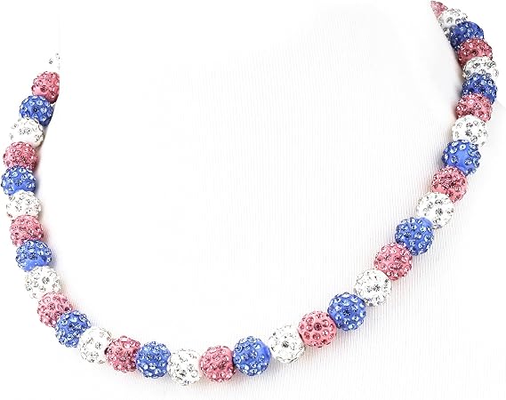 Krfy Baseball Necklaces for Boys, Bling Rhinestone Beaded Necklaces for Women Men, Diamond Baseball Drip Necklace Ice Bead Necklaces Inspired Sports Jewelry, 17.7 Inches, Age：Over 8 Years Old