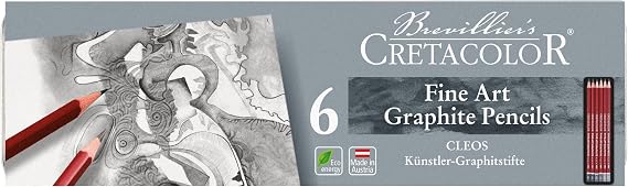 Cretacolor Cleos Fine Art Graphite | Shatterproof Graphite Pencils | Set of 6