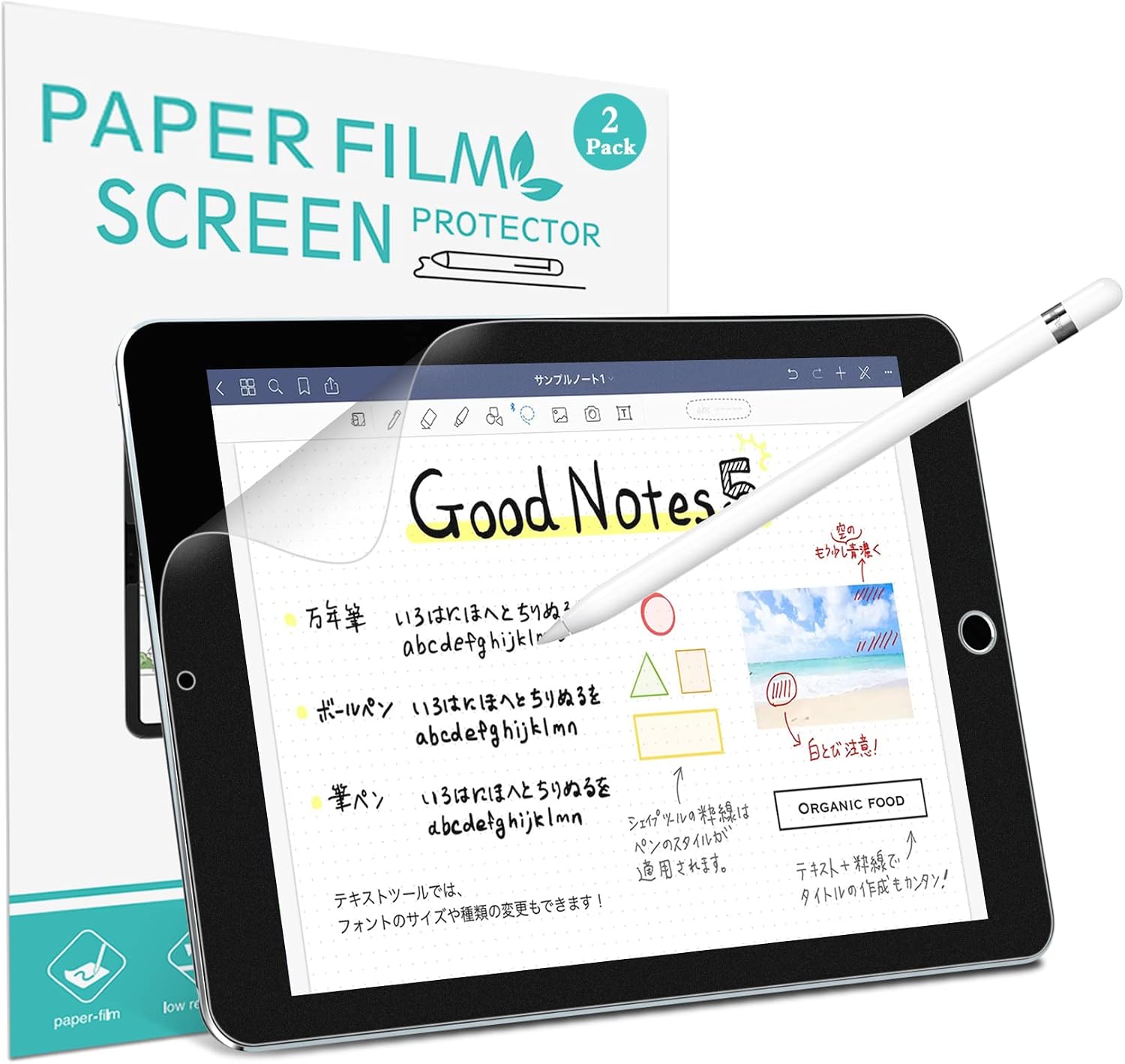 pys 2 Pack Like Paper Screen Protector for 9.7'' iPad 5th 6th & iPad Air 12 & 9.7'' iPad Pro for Drawing Writing Note Taking Feels Like on Paper