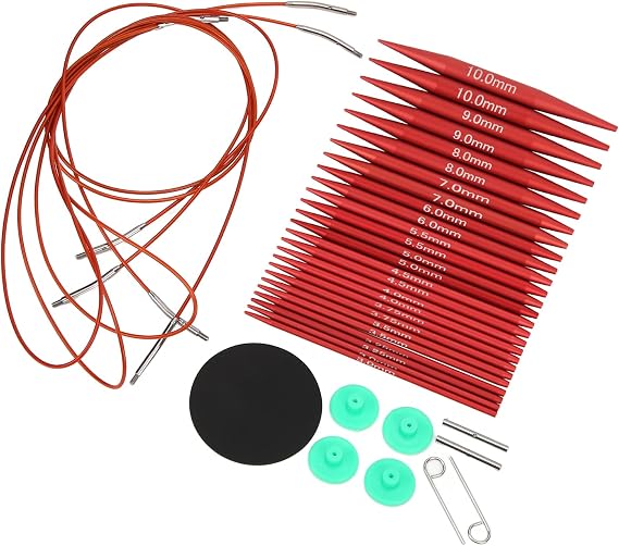 TIKATARER Interchangeable Circular Knitting Needles Set, 13 Pairs Aluminum 3mm to 10mm KnitPicks, Smooth Knitting Needles with Button Tool Sticker Adapters, Ideal for Projects