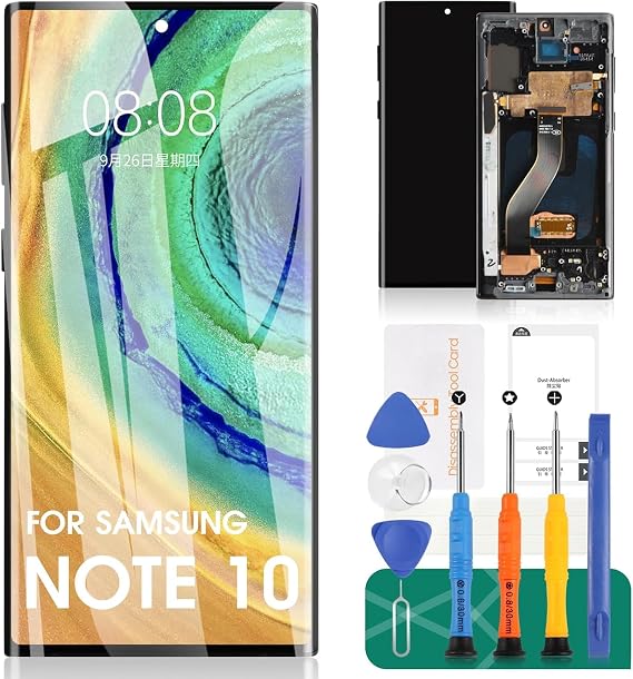 Samsung Galaxy Note 10 OLED LCD Display Replacement for Galaxy SM-N970F SM-N970U SM-N970W Digitizer Touch Screen with Frame (Black)