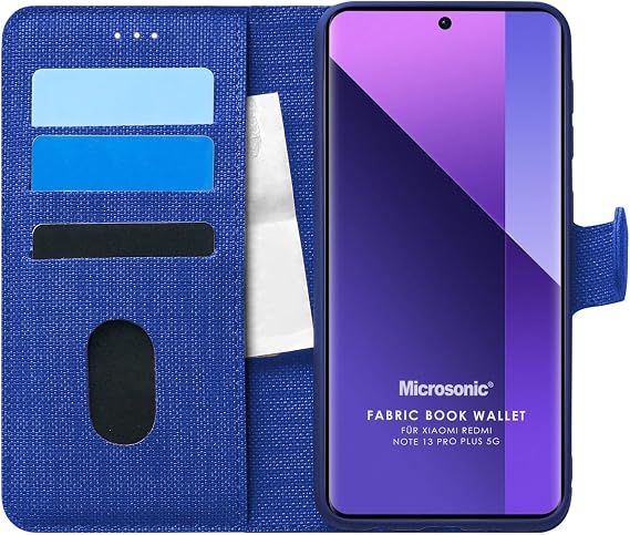 Microsonic Xiaomi Redmi Note 13 Pro Plus 5G için Kılıf Fabric Book Wallet Lacivert [Redmi Note 13 Pro Plus 5G ile Uyumlu Kılıf - Lacivert]