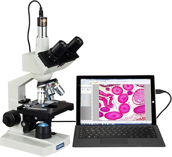OMAX 40X-2500X LED Digital Trinocular Lab Compound Microscope with 1.3MP Camera and Mechanical Stage - M83EZ-C13S