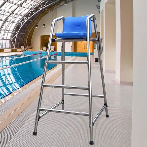 Bu Paslanmaz Çelik Plaj Sandalyesi - Yüzme Havuzları, Plajlar ve Su Parkları için 150 cm Yüksekliğinde Ağır Gözlem Taburesi - Dayanıklı, Hava Koşullarına Dayanıklı, Plaj ve Dış Mekan Güvenliği İçin