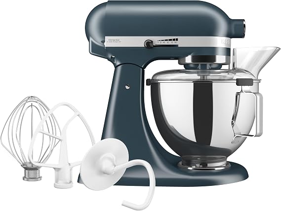 KitchenAid Classic 4.3L 10-Speed Dough Mixer with Soft Start Shovel, Hook and Rod, Planetary Action, 59 Contact Points, Blue Steel