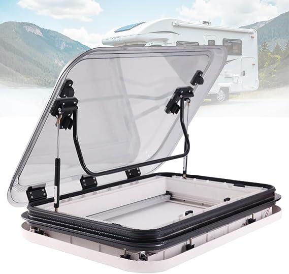 RV Skylight with Insect Net and Sunshade, Van Roof Vent for Caravan, Camper Van, 700x500mm, Compatible with Body Thickness 25-60mm