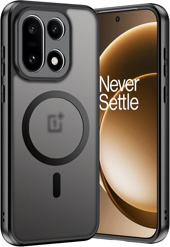 for OnePlus 15 磁気ケース、高品質、PC素材、傷防止、滑り止め-ブラック